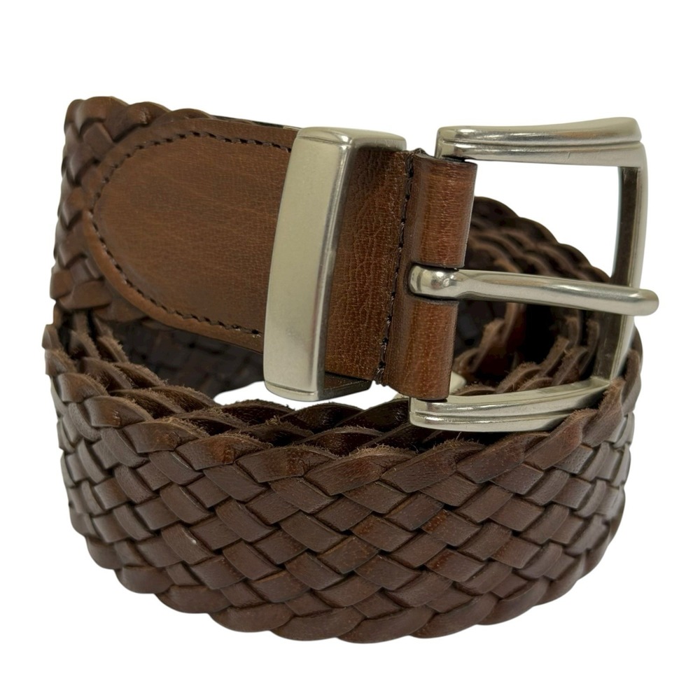 Lucky Brand Women's Size M/L 100% Leather Brown Braided Western Belt NWT